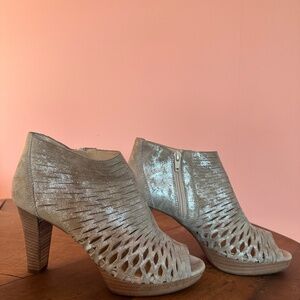 Paul Green Peep Toe Bootie, Metallic Taupe